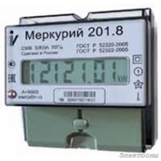 Счетчик электроэнергии однофазный однотарифный Меркурий 201.8 5/80А Т1 D 230В ЖК (201.8)