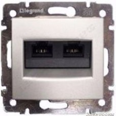 Розетка двойная комп.(RJ45) 1-ая 5 кат UTP + ТЛФ 1-ая (RJ11) Legrand Valena алюминий (770280)