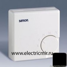 75500-68 Термостат комнатный, тепло, 10А, 250Вт, 5-30град., графит, Simon