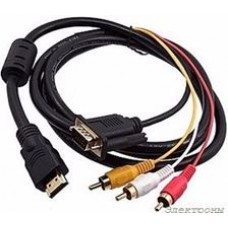 ML-A-026 (HDMI to VGA/3RCA), Шнур переходной(работает с мониторами, поддерживающими разрешение 1920x1080 или 1280x720