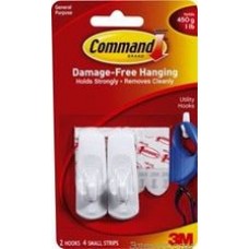 17002 Command белый до 450гр. 2шт, Крючок маленький легкоудаляемый