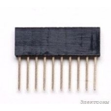 DS1023-30 1x10 for Arduino (PBS10), Гнездо на плату 2.54мм 1х10 прямое L=11.5mm