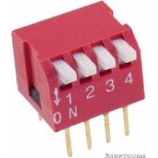 DS1040-04RT, DIP переключатель 4pin угловой красный