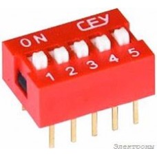 DS1040-05RN, DIP переключатель 5pin красный