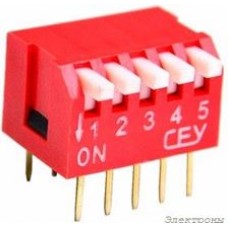 DS1040-05RT, DIP переключатель 5pin угловой красный