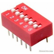 DS1040-06RN, DIP переключатель 6pin красный