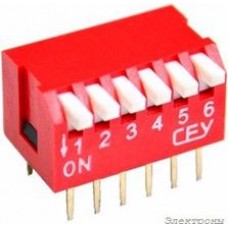 DS1040-06RT, DIP переключатель 6pin угловой красный