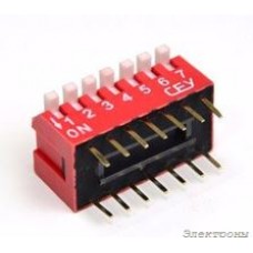 DS1040-07RT, DIP переключатель 7pin угловой красный