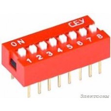 DS1040-08RN, DIP переключатель 8pin красный