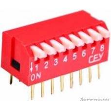 DS1040-08RT, DIP переключатель 8pin угловой красный