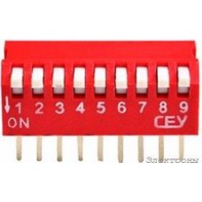 DS1040-09RT, DIP переключатель 9pin угловой красный