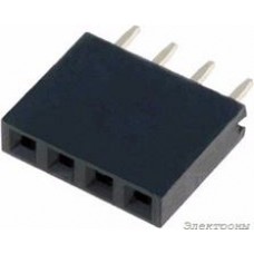 PBS-4 (DS-1023 - 1x4), Гнездо на плату 2.54мм 1х4 прямое