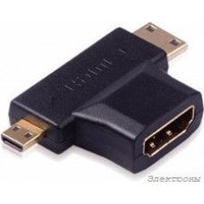 GC-CVM409, Адаптер-переходник HDMI на Mini HDMI - Micro HDMI, 19F/19M/19M