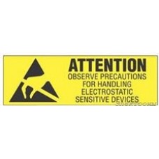 PLD-60, LABEL, STATIC AWARENESS, 76.2MM x 25.4MM, BLACK ON YELLOW, 100 PER DISPENSER