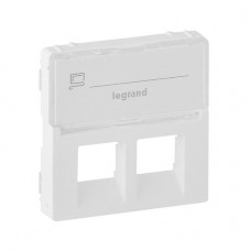 Legrand 755480 Лицевая панель двойной RJ11, RJ45 розетки с держателем маркировки Valena Life белый