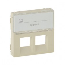 Legrand 755481 Лицевая панель двойной RJ11, RJ45 розетки с держателем маркировки Valena Life слоновая кость