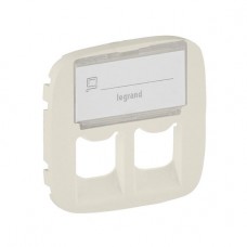 Legrand 755486 Лицевая панель двойной RJ11/RJ45 розетки с держателем маркировки Valena Allure слоновая кость