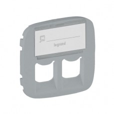 Legrand 755487 Лицевая панель двойной RJ11/RJ45 розетки с держателем маркировки Valena Allure алюминий