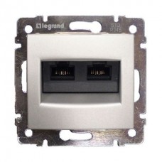 Legrand 770231 Информационная розетка Valena RJ 45 категория 5e UTP 2 выхода с захватами алюминий