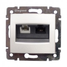 Legrand 770280 Двойная розетка RJ 45 категория 5е/6 UTP + RJ 11 Valena алюминий