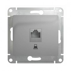 Механизм компьютерной розетки RJ45 Schneider Electric GLOSSA, цвет алюминий