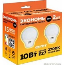 ECO-LED-GLS- E27-10W27(30)-2, Лампа светодиодная 10Вт,220B, упаковка из 2шт.