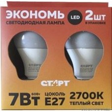 ECO-LED-GLS-E27-7W30-2, Лампа светодиодная 7Вт,220B, упаковка из 2шт.