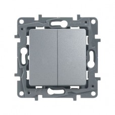 Legrand 672402 Выключатель двухклавишный 10А алюминий