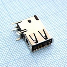 292336-1, Разъем USB, Тип A, USB 2.0, розетка угловая, 4 контакта