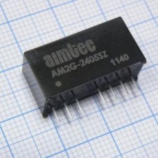 AM2G-1205SH30Z, DC/DC, 2Вт, вход 9…18В, выход 5В/0.4А, изоляция 3000В DC, КПД 77%, максимальная емкостная нагрузка не более 3300мкФ, вход On/Off, SIP8, 21.85x9.2x11.1мм, -40…85°C, пластик