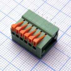 DG141V-2.54-06P-14-00AH, Нажимной безвинтовой клеммный блок на 6 контактов. Зажим типа торцевой контакт. Серия DG141V-2.54