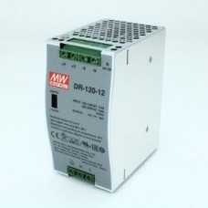 DR-120-12, Преобразователь AC-DC на DIN-рейку  120Вт, выход 12В/10A, рег. вых=±10%Uном, вход 176…264V AC, 47…63Гц /254…370В DC, изоляция 3000В AC, в кожухе  100х66х125мм, -10…+60°С