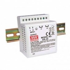 DR-4505, Преобразователь AC-DC на DIN-рейку  45Вт, выход 5В/5A, рег. вых=±10%Uном, вход 85…264V AC, 47…63Гц /120…370В DC, изоляция 3000В AC, в кожухе  78х93х56мм, -10…+50°С