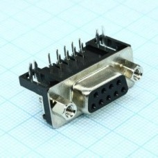 DS1037-09FNAKT74, Розетка 9 pin на плату, шаг 2.77мм