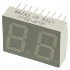 HDSP-523G, Индикатор светодиодный 7-сегментный 14.2мм 2-знаковый общий катод зеленый десятичная точка справа