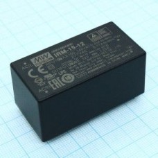 IRM-15-12, AC-DC, 15 Вт, вход 85...264В AC 47...440 Гц, 120...370B DC, выход 12В/1.25А, изоляция 3000В AC, в корпусе на плату 52.4x27x24мм, -30...+70°C