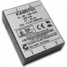 KAM0712, AC-DC, 7Вт, выход 12В/0.63A, вход 85…265V AC, 47…63Гц / 120...370V DC,  изоляция 3000V AC, в кожухе 58х45х19мм, -20…+50°С