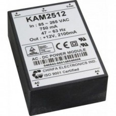 KAM1512, AC-DC, 15Вт, выход 12В/1,25A, рег. вых=±10%Uном, вход 85…265V AC, 47…63Гц / 120...370V DC,  изоляция 3000V AC, в кожухе 76х51х23мм, -20…+50°С