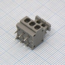 KF124B-3.81-03P-11, Нажимной безвинтовой клеммный блок на 3 контакта. Зажим типа торцевой контакт.