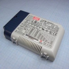 LCM-60DA, AC-DC, 60Вт, стабилизатор тока, вход 180…295В AC, 47…63Гц /254…417В DC, выход 500…1400мA/90…42В, ККМ, изоляция 3750В AC, в кожухе 123.5х81.5х23мм, -30…+60°С, димминг кнопкой и DALI