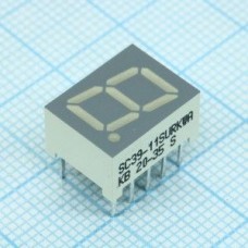 SC39-11SURKWA, 1 разрядный индикатор 9,9мм/красный/630нм/21-46мкд/ОК