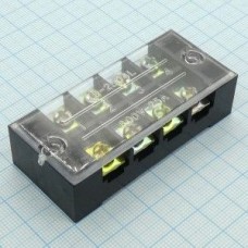 TB-2504, Клеммная колодка винтовая с крышкой 8 контактов (2х4) М4, AWG10, 6мм2, 25А 600В