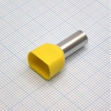 TE 10-14  Yellow, наконечник кабельный торцевой сдвоенный трубчатый с изоляцией, L=26.6/14мм, провод 2х10мм2