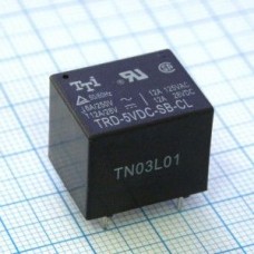 TRD-5VDC-SC-CL-R, миниатюрное 5VDC, 6A/250VAC 12А/28VDC, 1переключение