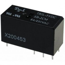 TRIL-5VDC-SD-2CM-R, миниатюрное 5VDC, 8А, 2переключения