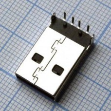 USB A 17 вилка, Разъем USB тип А,  вилка угловая на кабель, 4 контакта