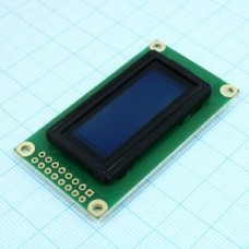 WEH000802AGPP5N00000, OLED символьный 8х2 (0802А), зеленый, 8-битный паралл. интерфейс/опц. SPI, VDD = 3.0 ... 5.3 В, -40...+80С