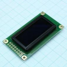 WEH000802ALPP5N00000, OLED символьный 8х2 (0802А), желто-зеленый, 8-битный паралл. интерфейс/опц. SPI, VDD = 3.0 ... 5.3 В, -40...+80С